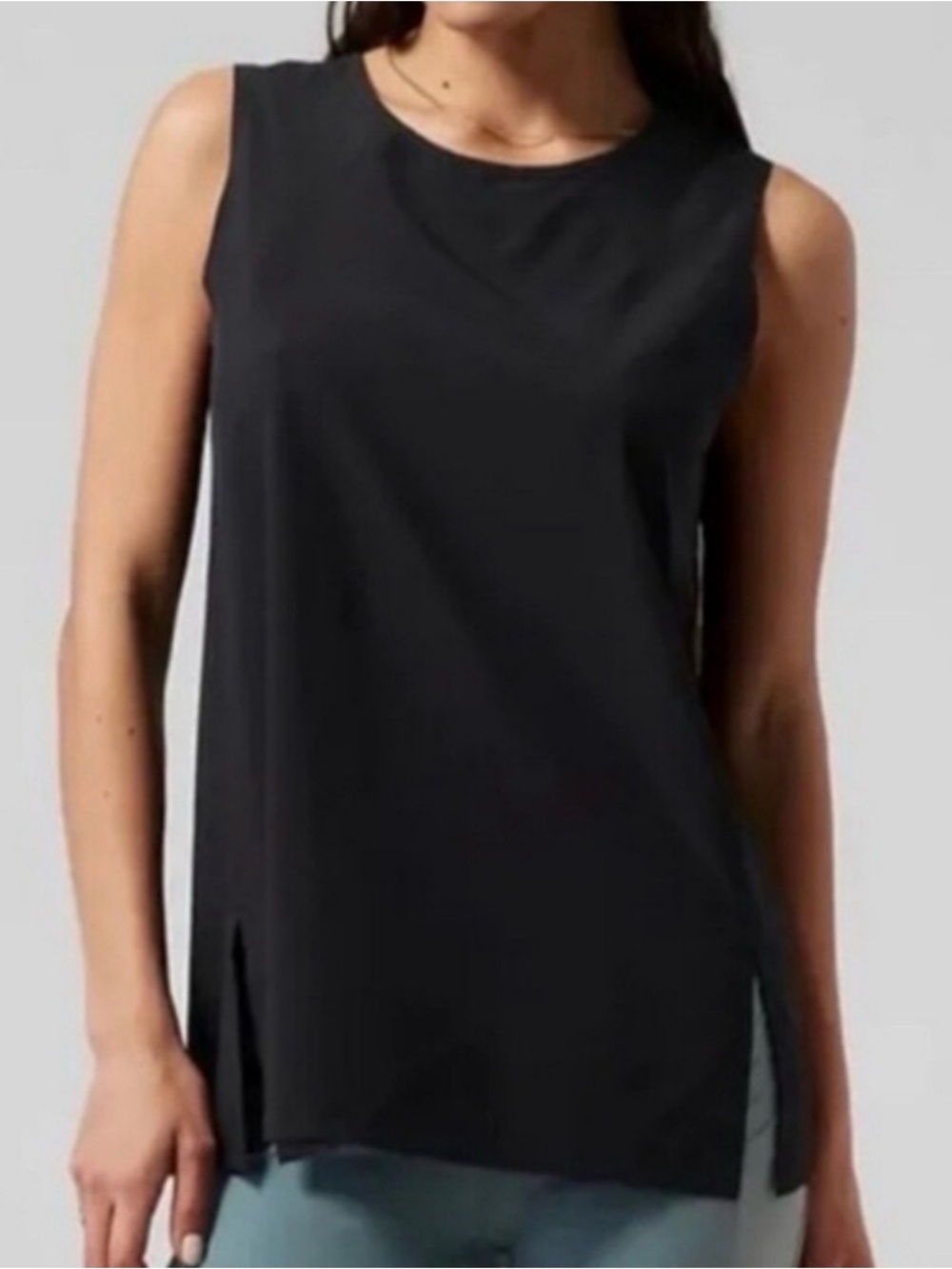 Athleta Zephyr Refined Sleek Black Performance Wear Athletic Tank Top Size L